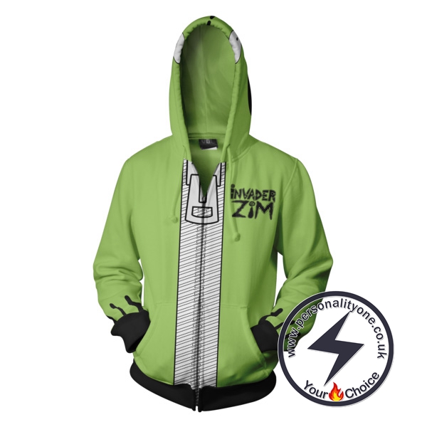 Invader Zim Zombie GIR Zip Up Hoodie Jacket